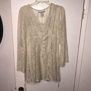 White lace knee length dress